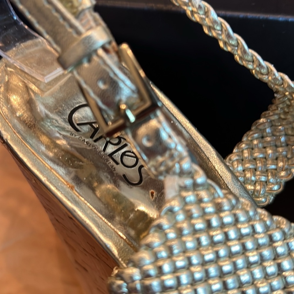 Carlos Santana Horizon Sandals in Silver Braided Top and Cork Wedge Sz 8.5 NEW - Picture 5 of 14
